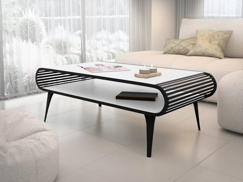 Salvaris Soffbord 120 cm - Svart och vit - Möbler - Bord & matgrupp - Soffbord - Soffbord med förvaring