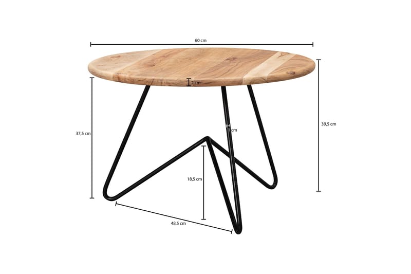 Sampietro Soffbord 60 cm Runt - Akacia/svart - Möbler - Bord & matgrupp - Soffbord