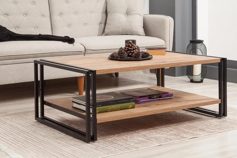 Sapphira Soffbord 110 cm med Förvaring Hylla - Trä/Svart - Möbler - Bord & matgrupp - Soffbord