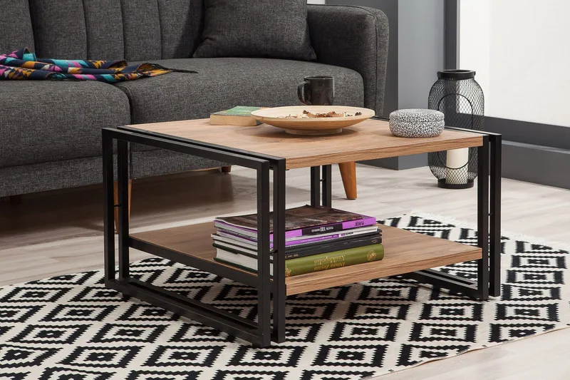 Sapphira Soffbord 70 cm med Förvaring Hylla - Trä/Svart - Möbler - Bord & matgrupp - Soffbord