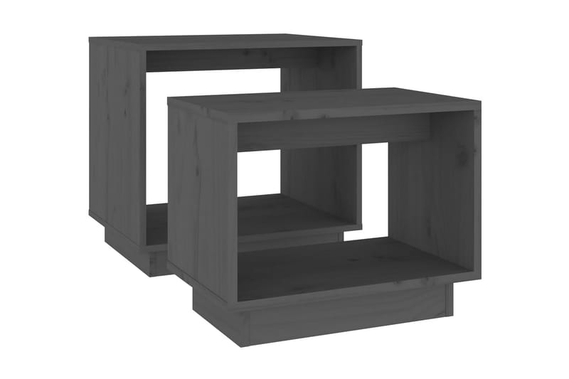 Satsbord 2 st grå massiv furu - Grå - Satsbord - Soffbord