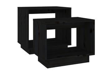 Satsbord 2 st svart massiv furu