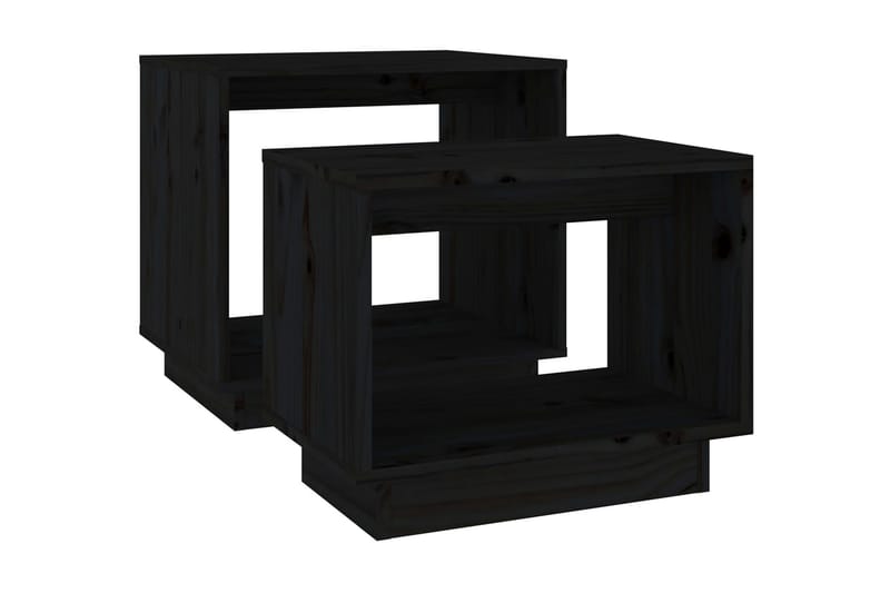 Satsbord 2 st svart massiv furu - Svart - Soffbord - Satsbord