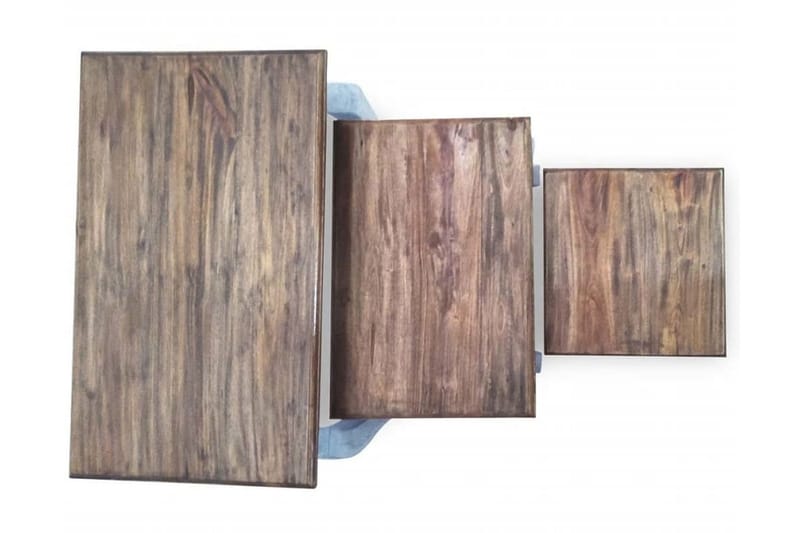 Satsbord 3 delar i massivt återvunnet trä - Brun - Soffbord - Satsbord