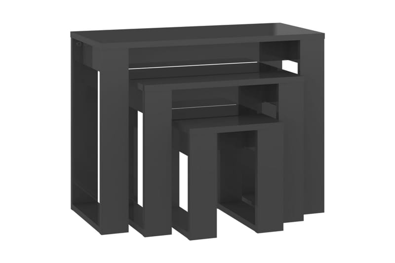 Satsbord 3 st grå högglans spånskiva - Grå - Soffbord - Satsbord