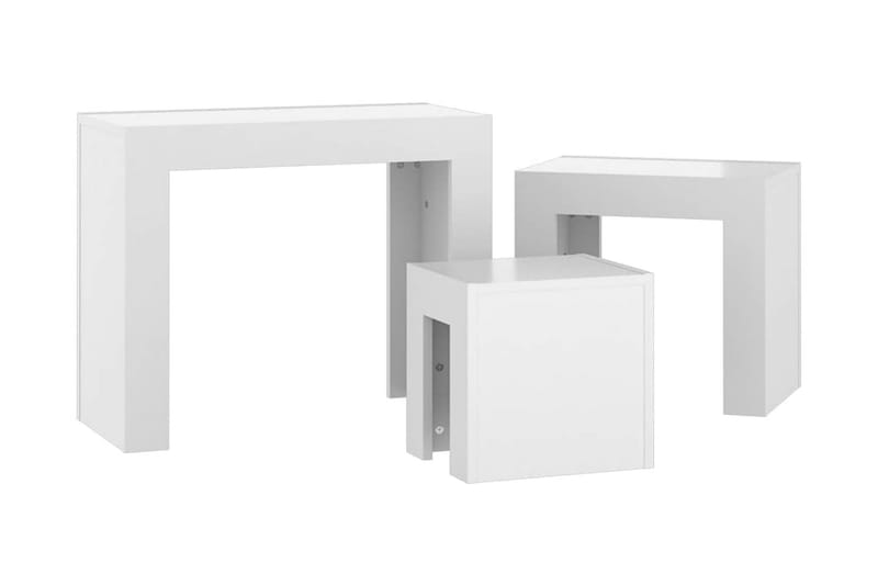 Satsbord 3 st vit högglans spånskiva - Vit - Satsbord - Soffbord