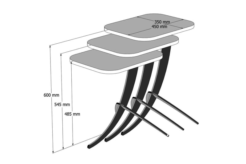 Satsbord Amtorp 45 cm 3 Bord - Vit - Soffbord - Satsbord