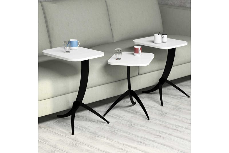 Satsbord Amtorp 45 cm 3 Bord - Vit/Svart - Möbler - Bord & matgrupp - Soffbord