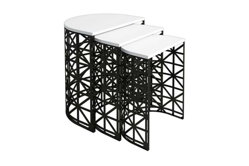 Satsbord Amtorp 46 cm Halvcirkel 3 Bord - Vit/Svart - Soffbord - Satsbord