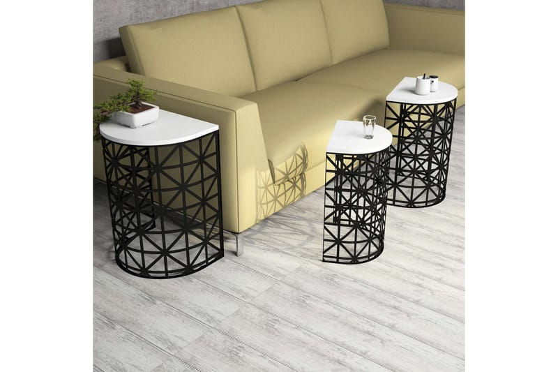 Satsbord Amtorp 46 cm Halvcirkel 3 Bord - Vit/Svart - Möbler - Bord & matgrupp - Soffbord