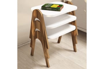 Satsbord Amtorp 49 cm 3 Bord - Vit/Brun - Möbler - Bord & matgrupp - Soffbord