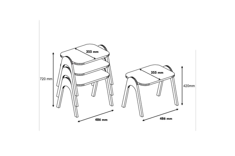 Satsbord Amtorp 49 cm 3 Bord - Vit/Brun - Möbler - Bord & matgrupp - Soffbord