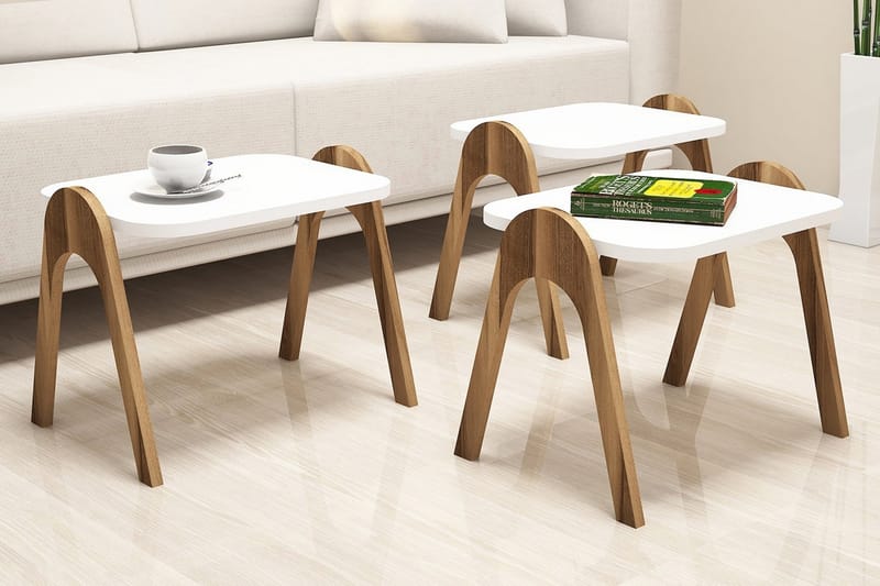 Satsbord Amtorp 49 cm 3 Bord - Vit/Brun - Möbler - Bord & matgrupp - Soffbord