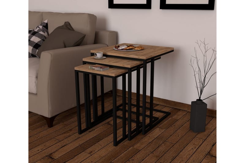 Satsbord Brickkiln 3-pack 41 cm - Valnöt|Svart - Möbler - Bord & matgrupp - Soffbord