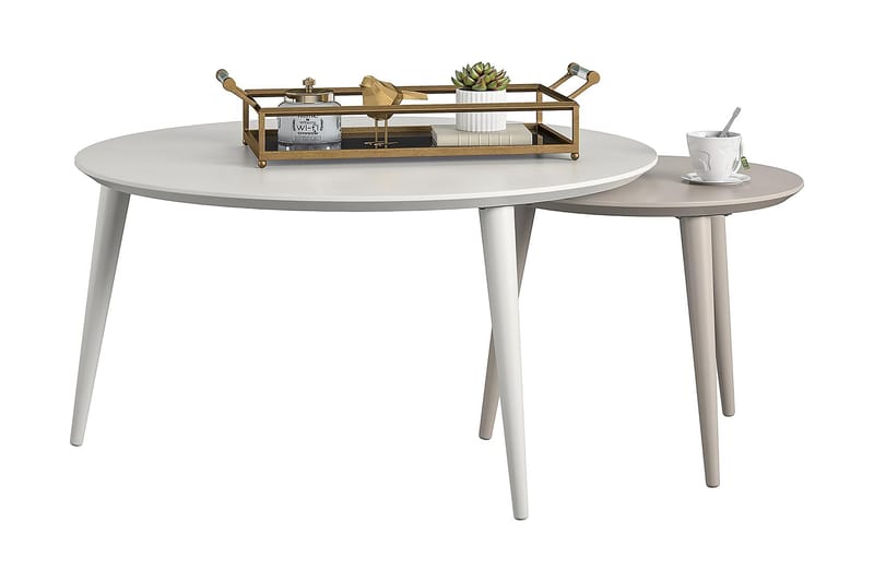 Satsbord Carnegie 90 cm Ovalt 2 Bord Vit/Taupe - CosmoLiving - Möbler - Bord & matgrupp - Soffbord