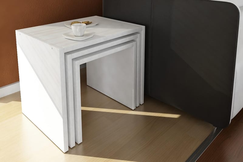 Satsbord Chaya 44 cm 3 Bord - Vit - Möbler - Bord & matgrupp - Soffbord