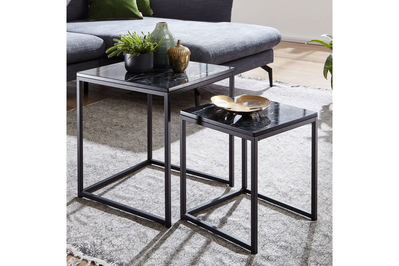 Satsbord Clanton 45 cm - Svart/Grå - Satsbord - Soffbord - Marmorbord