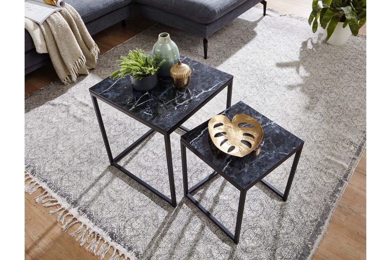 Satsbord Clanton 45 cm - Svart/Grå - Satsbord - Soffbord - Marmorbord