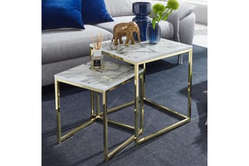 Satsbord Clanton 45 cm - Vit/Grå/Guld - Möbler - Bord & matgrupp - Soffbord