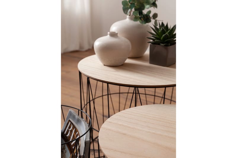 Satsbord Clanton 51 cm Runt 4 Bord - Natur/Svart - Satsbord - Soffbord