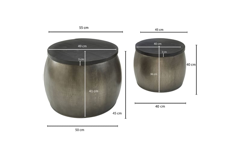 Satsbord Clanton 55 cm Runt Bord - Silver/Svart - Möbler - Bord & matgrupp - Soffbord