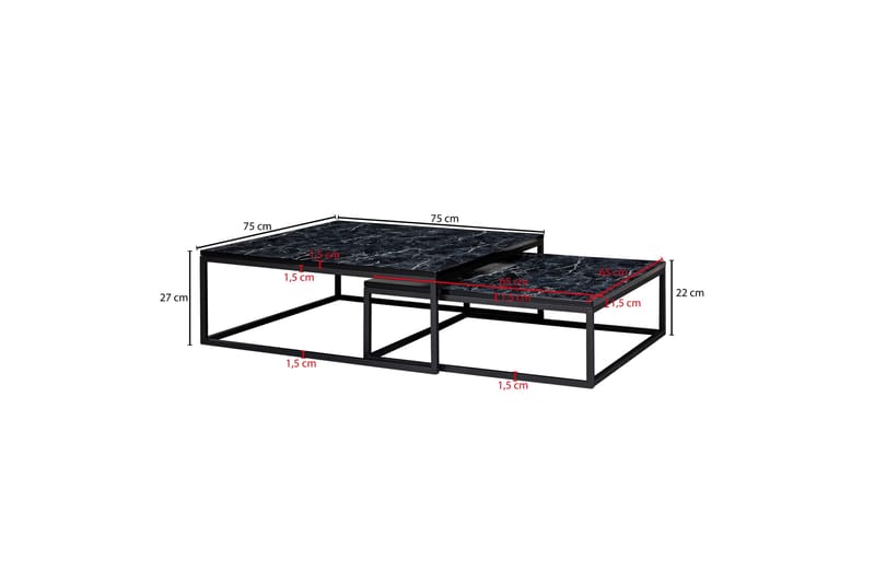 Satsbord Clanton 75 cm - Svart - Satsbord - Soffbord