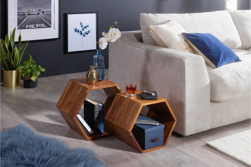 Satsbord Desbien 46 cm 2 Bord - Massivt Trä/Brun - Möbler - Bord & matgrupp - Soffbord