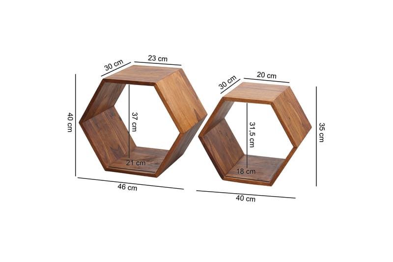 Satsbord Desbien 46 cm 2 Bord - Massivt Trä/Brun - Möbler - Bord & matgrupp - Soffbord