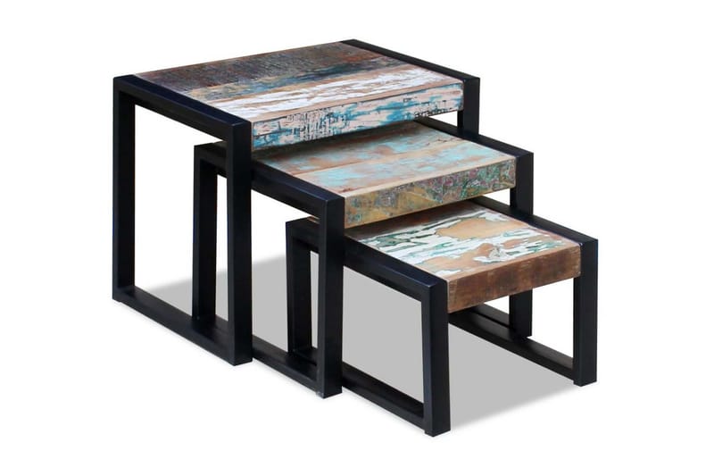 Satsbord i 3 delar återvunnet massivt trä - Flerfärgad - Satsbord - Soffbord