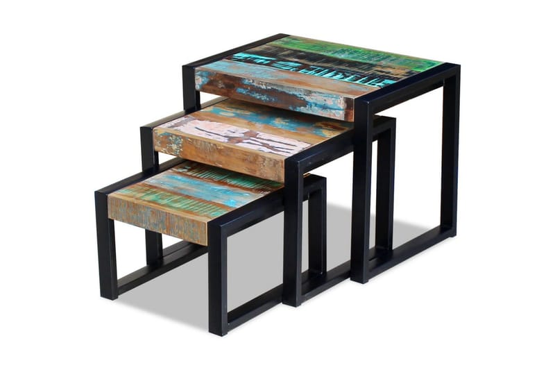 Satsbord i 3 delar återvunnet massivt trä - Flerfärgad - Soffbord - Satsbord