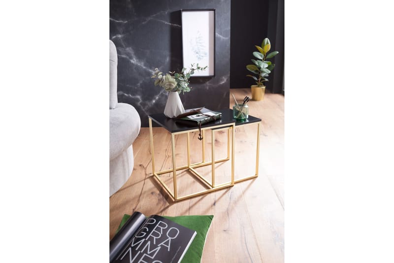 Satsbord Khamsouk 48 cm 2 Bord - Svart/Guld - Möbler - Bord & matgrupp - Soffbord