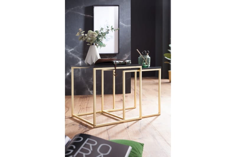 Satsbord Khamsouk 48 cm 2 Bord - Svart/Guld - Möbler - Bord & matgrupp - Soffbord