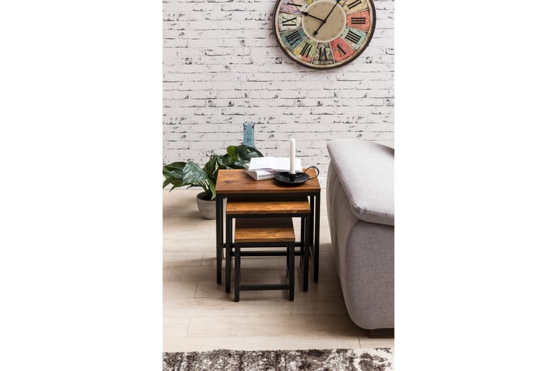 Satsbord Lysogorski 45 cm 3 Bord - Massivt Trä/Svart - Möbler - Bord & matgrupp - Soffbord