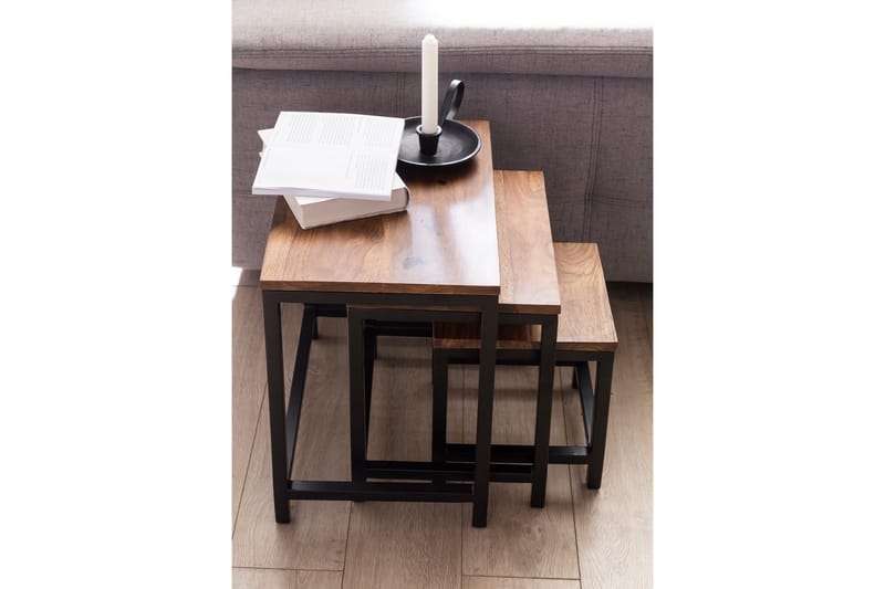 Satsbord Lysogorski 45 cm 3 Bord - Massivt Trä/Svart - Möbler - Bord & matgrupp - Soffbord