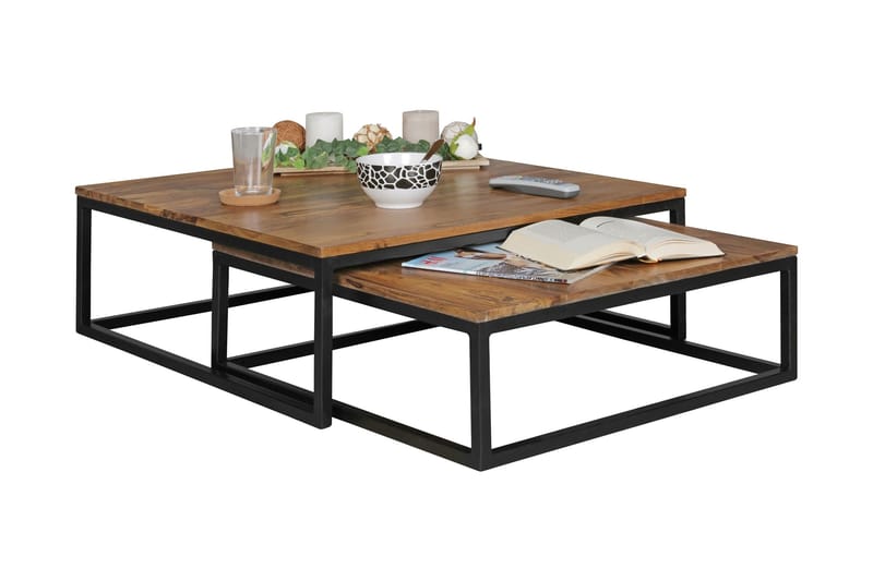Satsbord Lysogorski 75 cm 2 Bord - Massivt Trä/Svart - Möbler - Bord & matgrupp - Soffbord