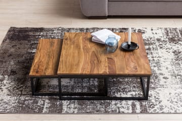 Satsbord Lysogorski 75 cm 2 Bord - Massivt Trä/Svart - Möbler - Bord & matgrupp - Soffbord