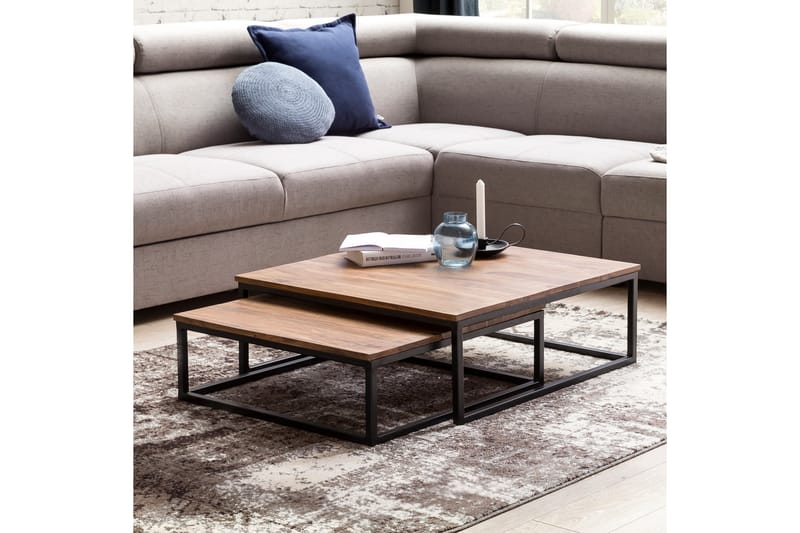 Satsbord Lysogorski 75 cm 2 Bord - Massivt Trä/Svart - Möbler - Bord & matgrupp - Soffbord
