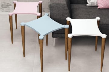 Satsbord Nayla 50 cm 3 Bord - Vit/Rosa/Blå - Möbler - Bord & matgrupp - Soffbord