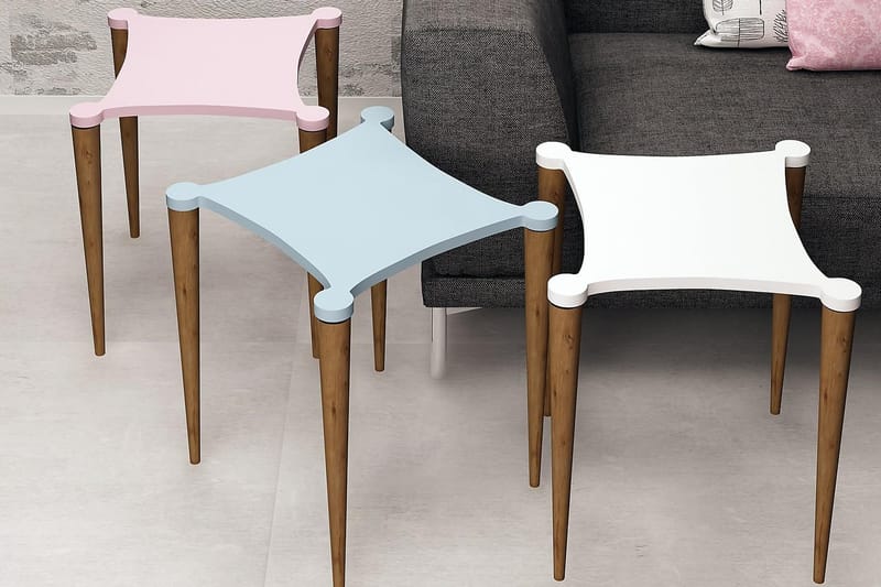 Satsbord Nayla 50 cm 3 Bord - Vit/Rosa/Blå - Möbler - Bord & matgrupp - Soffbord