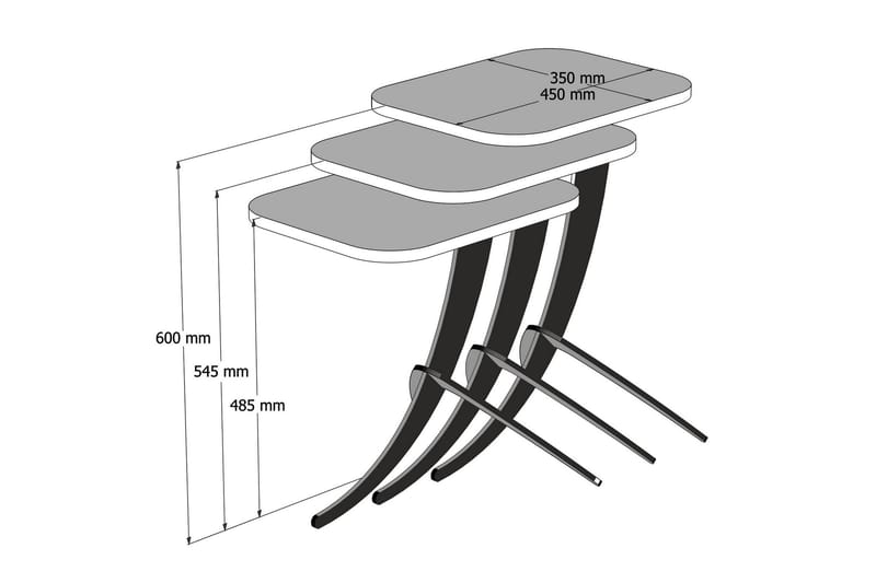 Satsbord Neubeck 45 cm - Vit|Svart - Soffbord - Satsbord