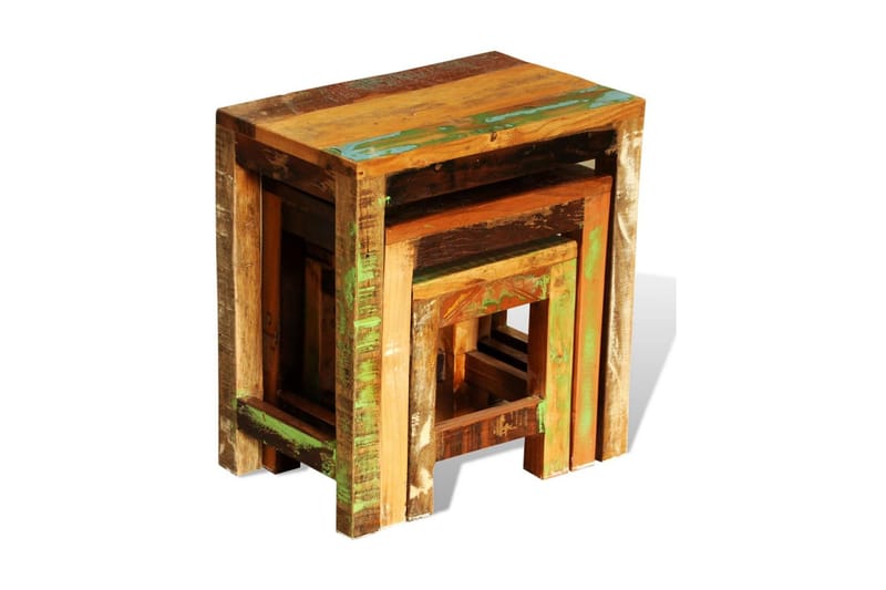 Satsbord set 3 delar vintage återvunnet trä - Brun - Soffbord - Satsbord