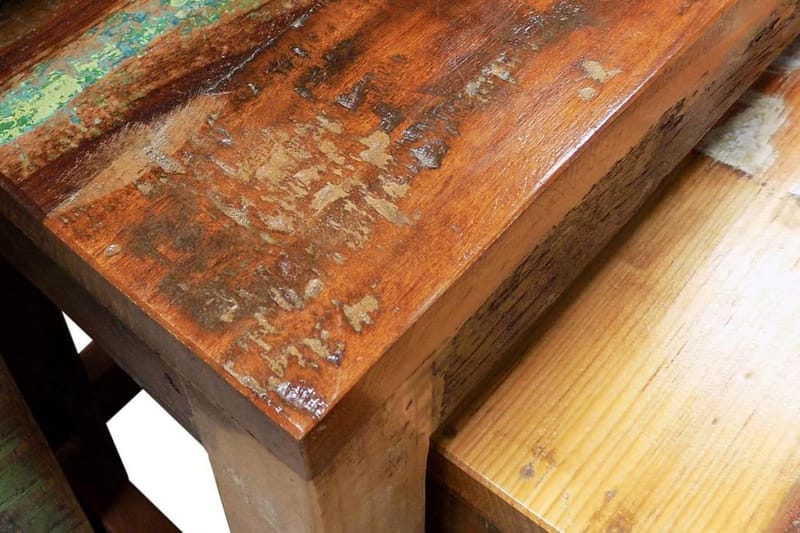 Satsbord set 3 delar vintage återvunnet trä - Brun - Soffbord - Satsbord