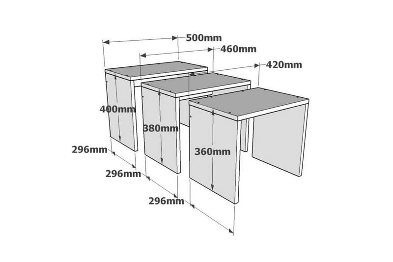 Satsbord Southeast 3-pack 50 cm - Valnöt|Vit|Grå - Soffbord - Satsbord