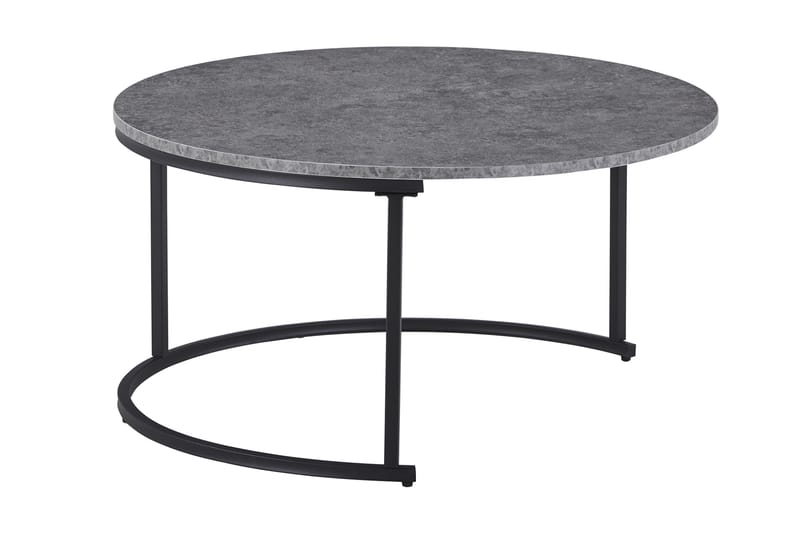 Satsbord Thyra 90 cm Runt 2 Bord - Grå/Svart - Möbler - Bord & matgrupp - Soffbord