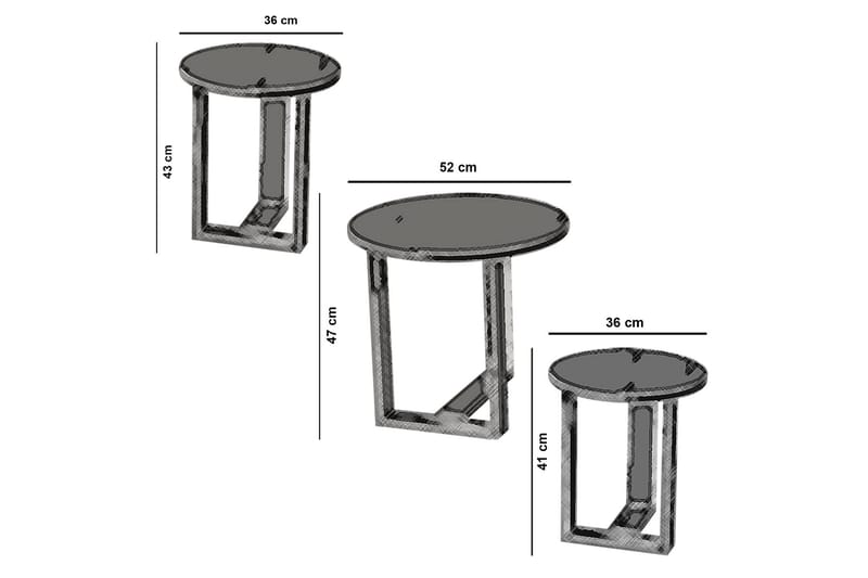 Satsbord Ubbeboda 52 cm Runt 3 Bord - Beige - Möbler - Bord & matgrupp - Soffbord