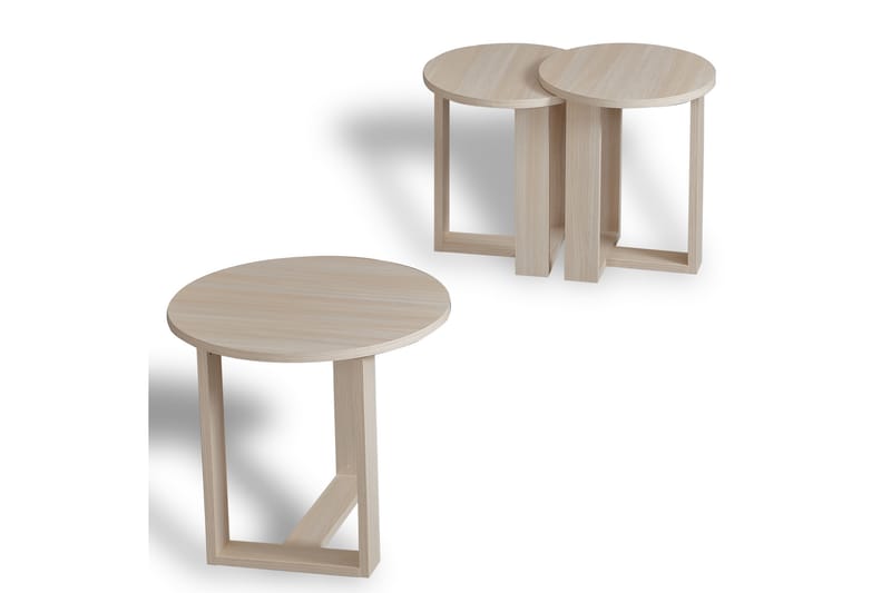 Satsbord Ubbeboda 52 cm Runt 3 Bord - Beige - Möbler - Bord & matgrupp - Soffbord