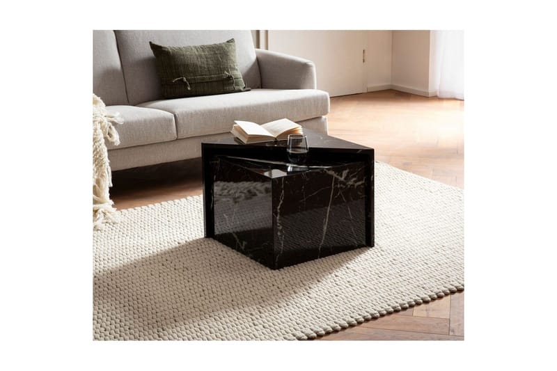 Satsbord Wohnling Set om 2 MONOBLOC högglans triangulär, modern stil Marmor, Svart - Marmor, Svart - Möbler - Bord & matgrupp - Soffbord