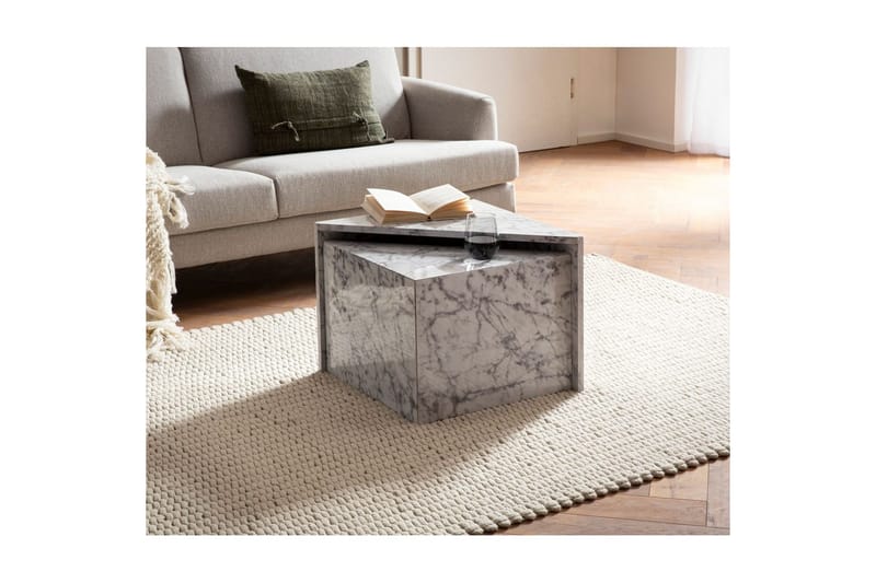 Satsbord Wohnling Set om 2 MONOBLOC högglans triangulär, modern stil Marmor, Vit - Marmor, Vit - Möbler - Bord & matgrupp - Soffbord - Kistbord