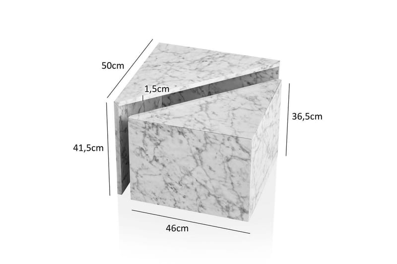 Satsbord Wohnling Set om 2 MONOBLOC högglans triangulär, modern stil Marmor, Vit - Marmor, Vit - Möbler - Bord & matgrupp - Soffbord - Kistbord