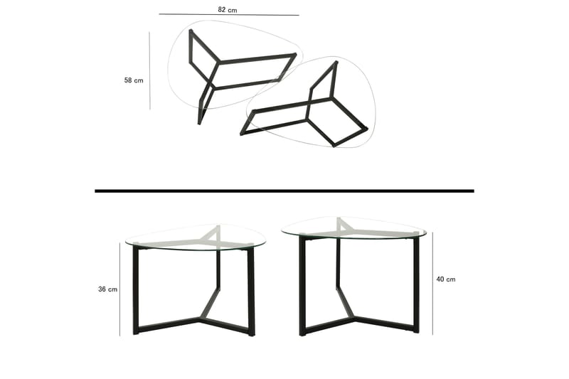 Satsbord Prinsenbeek 82 cm Runt 2-pack - Svart - Möbler - Bord & matgrupp - Soffbord